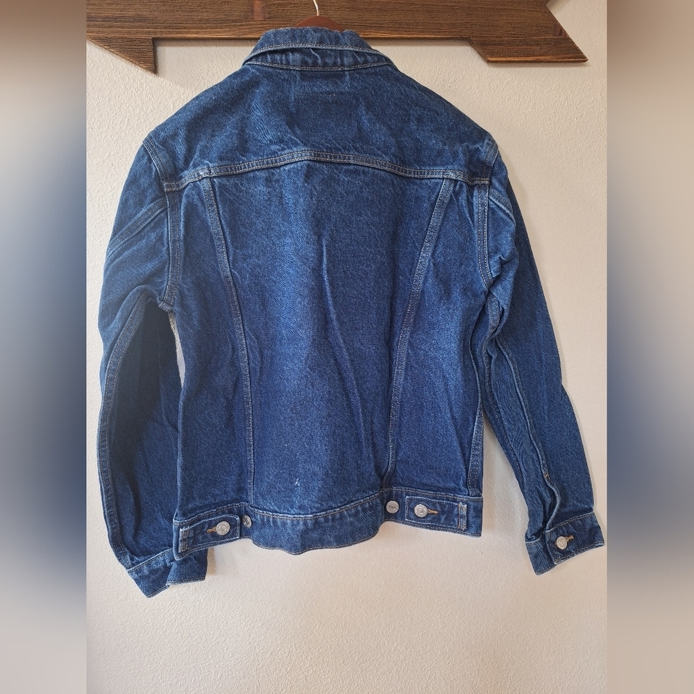 Levis Blue Denim Jacket Button Front Collared Tru… - image 8